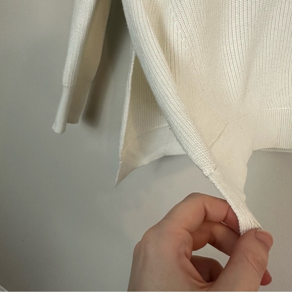 Athleta | Cream Asymmetrical Hem Pima Cotton Silk Blend Sweater Size XXS - Picture 3 of 5